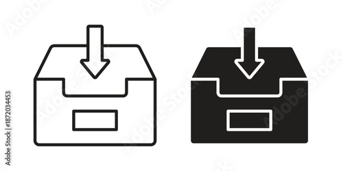 Inbox icons. Vector graphic. Editable vector stroke. EPS 10.