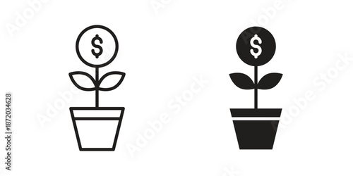 Investment tree icons. Vector graphic. Editable vector stroke. EPS 10.