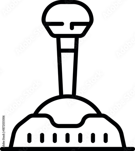 Simple line icon representing a gear stick, essential component for manual transmission in vehicles, providing control over gear shifting
