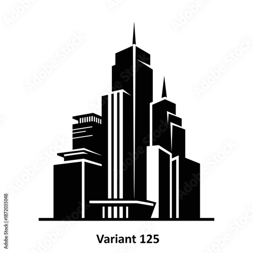 Black Silhouette of Modern City Skyline 6.