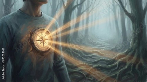 A compass pointing inward, symbolizing the internal guidance system of intuition.