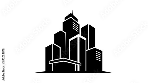 Black Silhouette of Modern City Skyline 10.