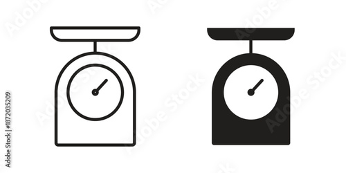 Kitchen scales icons. Vector graphic. Editable vector stroke. EPS 10.