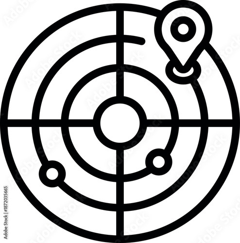 Radar is detecting location displaying tracking system with pinpoint position