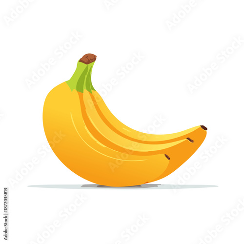 Ripe Yellow Banana Illustration Curvature and Smooth Surface Fresh Fruit Single Object Still Life Isolated