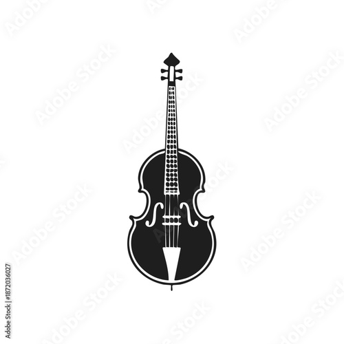 Elegant Silhouette: Stringed Instrument Isolated on White, Musical Design Element for Composers, Performers, and Instrument Enthusiasts