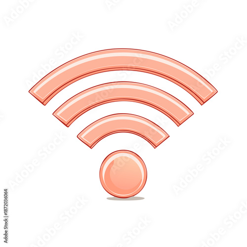 Orange Wireless Icon Graphic: WiFi Symbol with Three Arcs and Circle for Connectivity