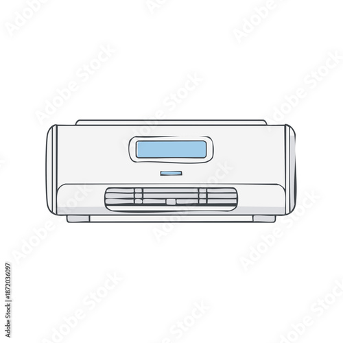Hand-Drawn White Air Conditioner Illustration - Horizontal Indoor Cooling System