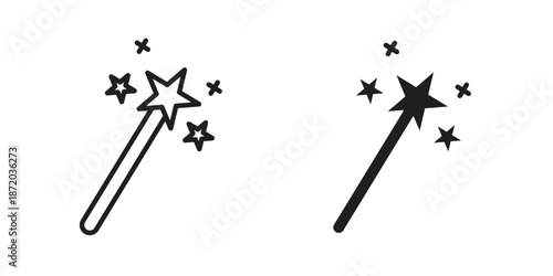 Magic wand icons. Vector graphic. Editable vector stroke. EPS 10.
