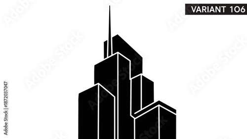 Black Silhouette of Modern Skyscraper Building 1.