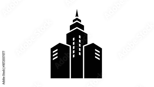 Black Silhouette of Skyscraper Icon Design.