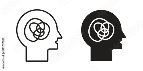Mental disorder icons. Vector graphic. Editable vector stroke. EPS 10.