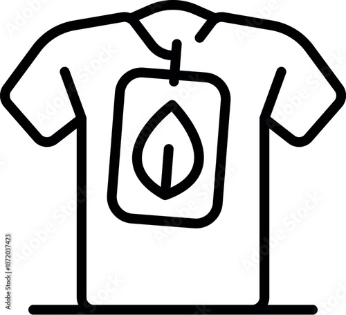 T shirt with leaf label promoting eco friendly clothing and sustainable fashion choices