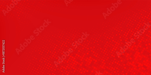 Abstract dots halftone red color pattern gradient texture with technology digital background. Pop art comics style.