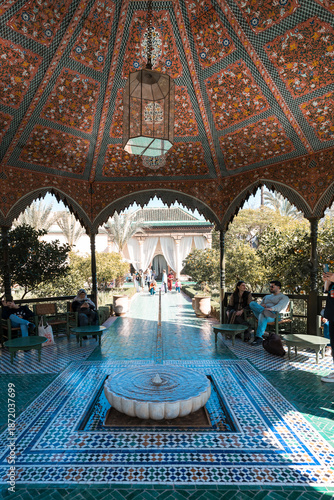 Bild auf Leinwand A view inside Le Jardin Secret in Marrakech, Morocco.