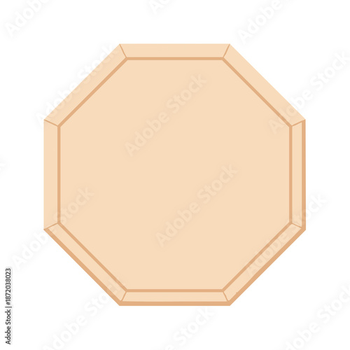 Geometric Shape Octagon Beige Hue with Thin Border on Clean White Canvas