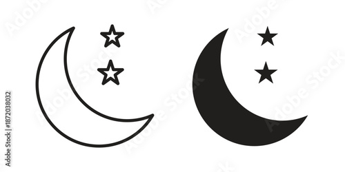 Night icons. Vector graphic. Editable vector stroke. EPS 10.