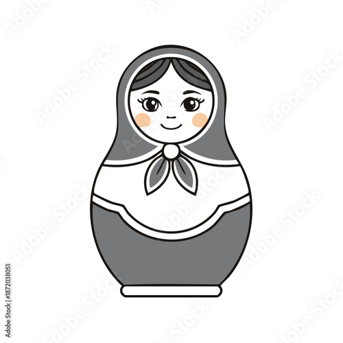 Traditional Russian doll illustration. Matryoshka doll graphic. Simple vector nesting dolls for toy shop or souvenir store.