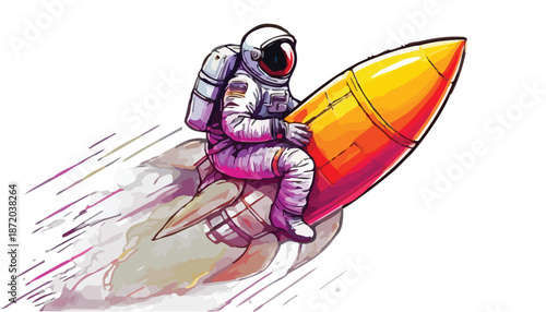 Astronaut Riding a Rocket - A Bold Journey Through Space.