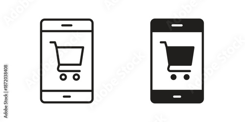 Online shopping icons. Vector graphic. Editable vector stroke. EPS 10.
