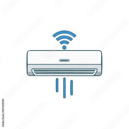Smart Air Conditioner with Wireless Connection Distributing Cool Air at Home Technology