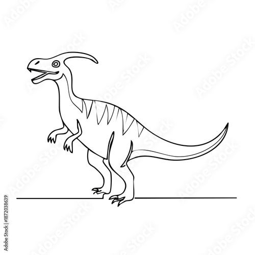 Parasaurolophus Dinosaur Outline Image Standing on Ground Surface Illustration