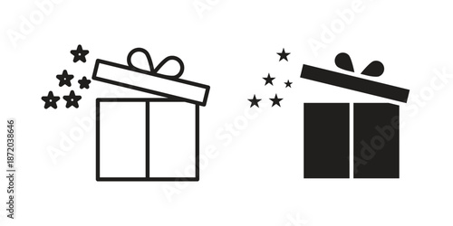 Open gift box icons. Vector graphic. Editable vector stroke. EPS 10.