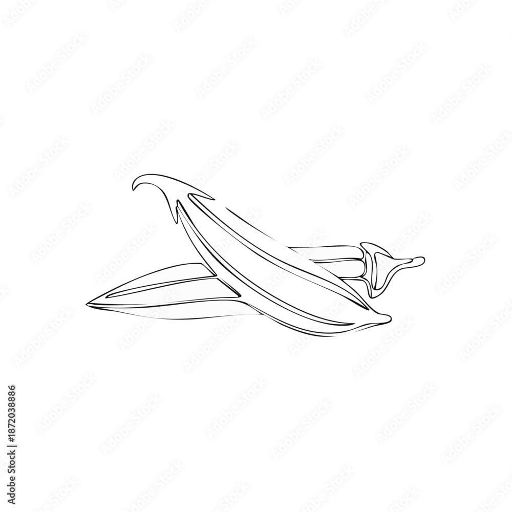 Obraz premium Okra Illustration: Botanical Line Art of Fresh Green Vegetables for Culinary Designs
