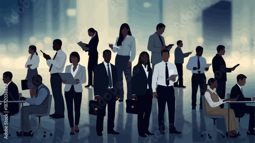 Diverse Group of Professionals in a Modern Office Setting.