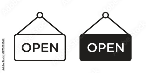 Open signs. Vector graphic. Editable vector stroke. EPS 10.