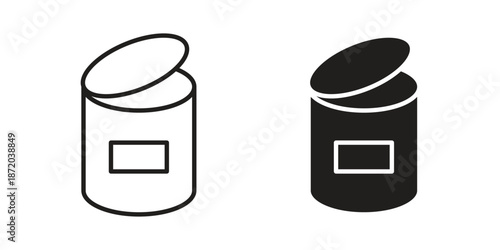 Open tin can icons. Vector graphic. Editable vector stroke. EPS 10.
