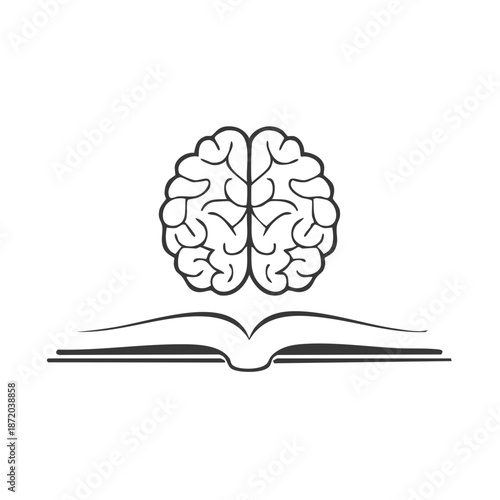 Open Book with Brain Illustration Education Knowledge Study Learning