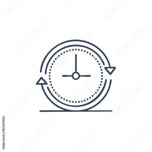Clock Icon with Circular Arrows Symbolizing Time Management Process Repetition and Scheduling