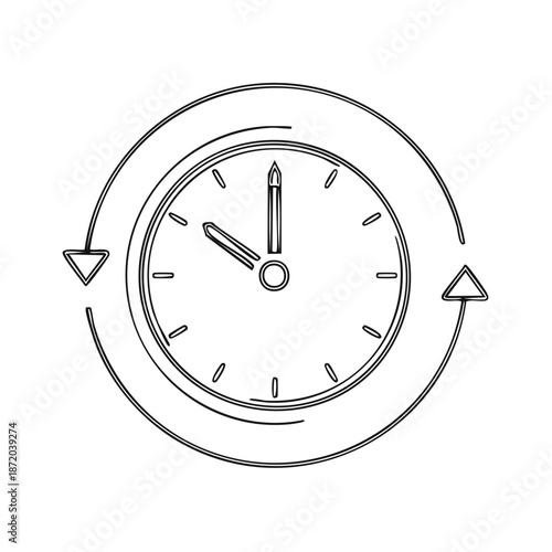 Clock with Rotating Arrows Symbolizing Time Passing Illustration of 24 Hours