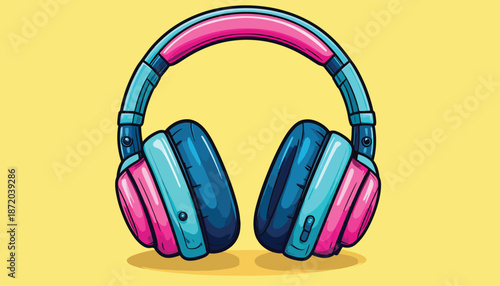 Stylish Blue and Pink Headphones for Music Lovers and Audio Enthusiasts.