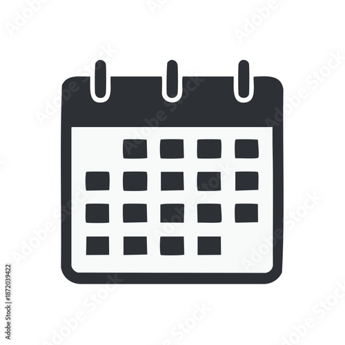 Calendar Icon Showing Dates and Grid Illustration, Flat Design Style for Business and Personal Appointments