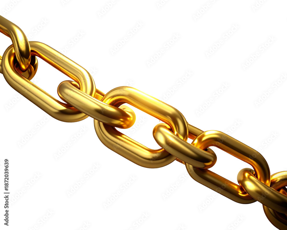 Fototapeta premium Floating broken chain transforming into smooth gold links, freedom and success concept