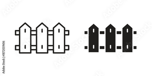 Plank fence icons. Vector graphic. Editable vector stroke. EPS 10.