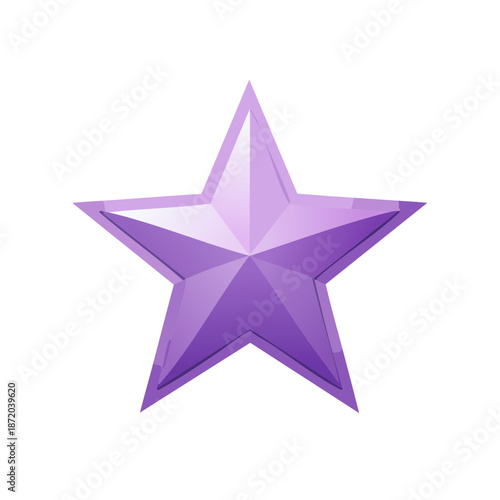 Isolated purple star with three dimensional effect for graphic design project or illustration