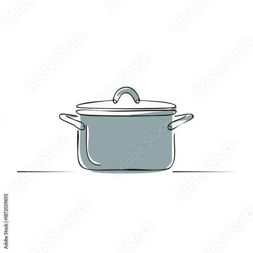 Minimalist pot graphic: Cooking pot, pan with lid for kitchenware illustration