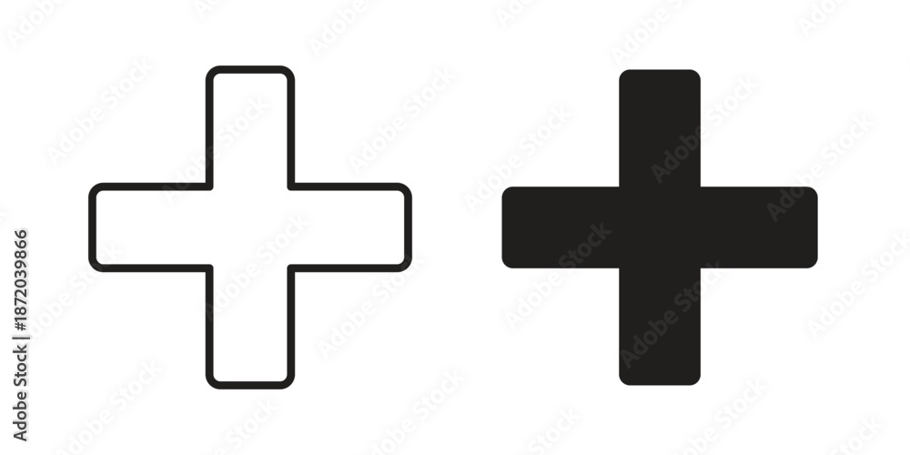 Obraz premium Plus icons. Vector graphic. Editable vector stroke. EPS 10.