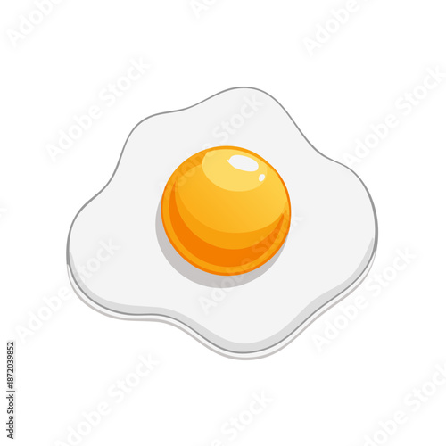 Fried Egg Sunny Side Up Breakfast Delicious Cartoon Illustration isolated