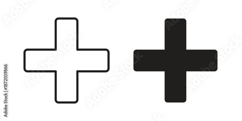 Plus icons. Vector graphic. Editable vector stroke. EPS 10.