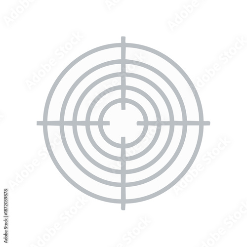 Bullseye Target Graphic Precision Aim Minimalist Gray Rings Crosshairs Icon Symbol Isolated White Background