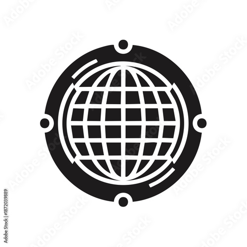 Global Icon Design: Connected World, Global Network Symbol, International Communication, and Futuristic Technology