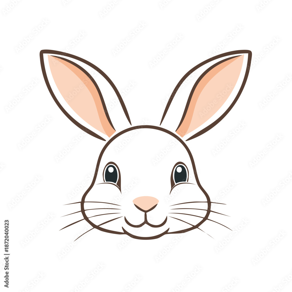 Fototapeta premium Rabbit Head Cartoon Illustration Cute Vector Animal for Easter Spring Projects