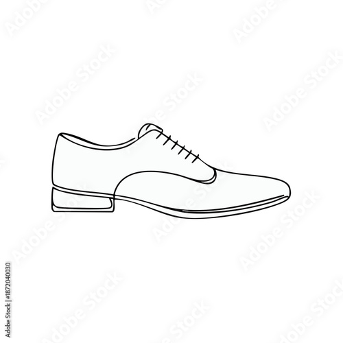 Elegant Dress Shoe Line Art Black and White Minimalist Style Single Continuous Contour Drawing Fashion Footwear