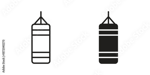 Punching bag icons. Vector graphic. Editable vector stroke. EPS 10.