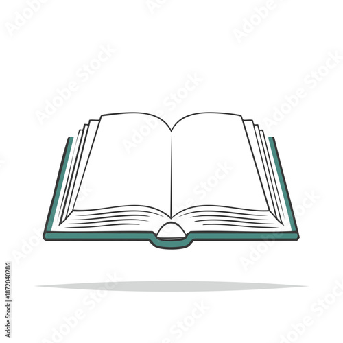 Open Book Illustration with Blank Pages for Learning and Knowledge Concepts Isolated on White Background