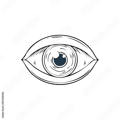 Detailed eye illustration open eyeball iris pupil vision watching sight looking drawing sketch design